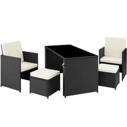 tectake Polyrattan havemøbelsæt Palermo 202 x 130.5 x 92.5 cm Sort