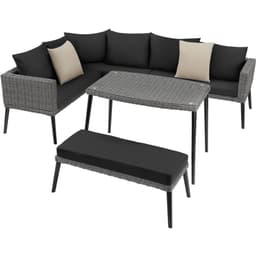 tectake Polyrattan loungesæt Pula med aluminiumsstel 234 x 183 x 73.5 cm Grå
