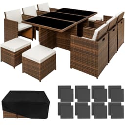 tectake Polyrattan havemøbelsæt New York 54 x 58 x 82 cm Sort/Brun