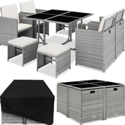 tectake Polyrattan havemøbelsæt Bilbao 53 x 53 x 87 cm Lysegrå