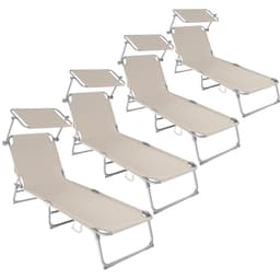 tectake Solseng med 4-trin, 4 stk. 190 x 68 x 28 cm Beige