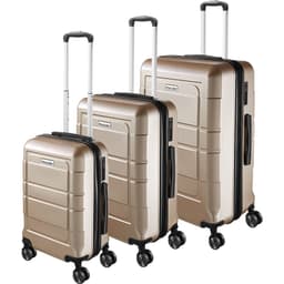 tectake Resväskeset Brice 3-delar, TSA-lås 35 x 52 x 75 cm Champagne