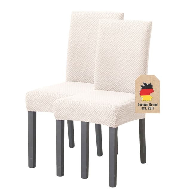 2x Stolsöverdrag Klädsel för stol (beige)
