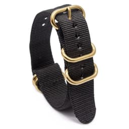 Klokkerem i nylon med oval gullspenne Sort