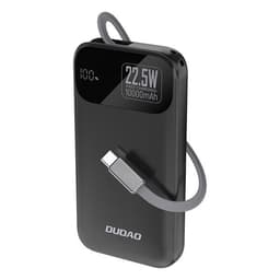 Dudao K31 10000 mAh 22,5W PD Powerbank med inbyggd USB-C-Kabel - Svart