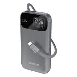 Dudao K31 10000 mAh 22,5W PD Powerbank med indbygget USB-C-kabel - Grå