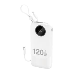 Dudao K13 10000mAh Powerbank med indbygget USB-C + Lightning-kabel - Hvid