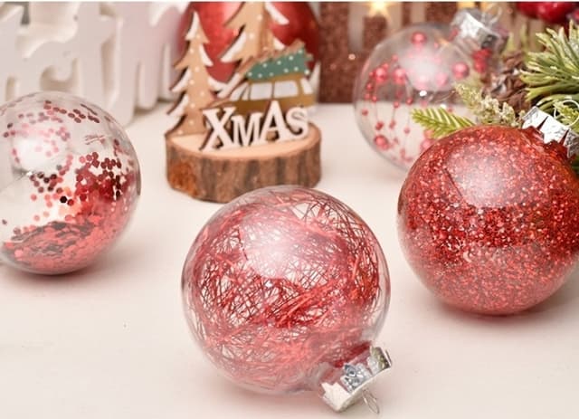 Julekugler 30 stk, Glitter Red