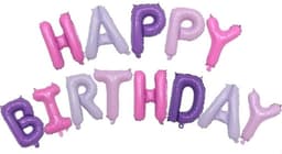 Ballonger Happy Birthday, 40cm, Lilla/Rosa