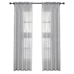 Sæt med 2 Kunst Trægren Sølv Varmstempling Tynde Gardiner - Stanglomme Grå M