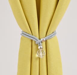 Set med 2 vävda kristallgardiner Grå