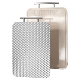 304 Rustfritt Stål & Hvetestrå Skjærebrett med Slipeområde - 36x25x1.4cm