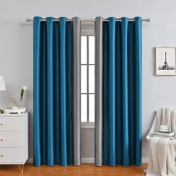 Stilfulde sorte og blå gardiner i dobbelt farve L
