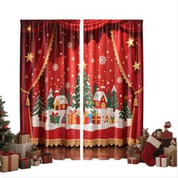 Europeiske Julegardiner (2 Paneler) - Polyester Digitaltrykk M