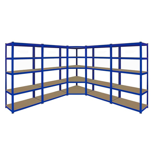 Monster Racking T-Rax hjørnereol & 4x 90cm garageopbevaringsbåse, blå