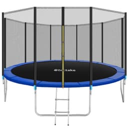 tectake Trampolin med sikkerhedsnet 457 x 457 x 269 cm Sort/Blå