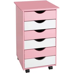 tectake Kommode på hjul med 6 skuffer 65x36x40cm 36 x 40 x 65 cm Lyserød