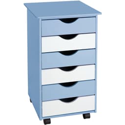 tectake Kommode på hjul med 6 skuffer 65x36x40cm 36 x 40 x 65 cm Blå
