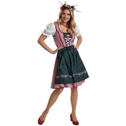 tectake Maskeraddräkt mini-dirndl oktoberfestklänning Berchtesgaden modell 2 dam XXL, röd/vit