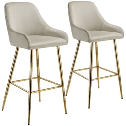 tectake Barstol Avane med ryglæn, polstret, velour look 2-sæt