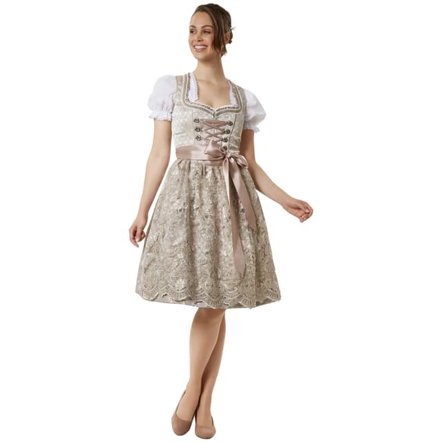 tectake Damdräkt midi-dirndl Ella strl. 34, champagne