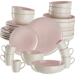 tectake Spisestel Mare i stentøj, til 6 personer 26.5 x 26.5 x 2.5 cm Lyserød