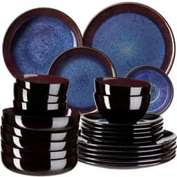 tectake Spisestel Mare i stentøj, til 6 personer 26.5 x 26.5 x 2.5 cm Blå/Brun