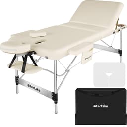 tectake 3 zons massagebänk Ko Tao med aluminiumram, inklusive bärväska 212 x 108 x 90 cm Beige