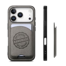 Grått PU-lær magnetisk kortholderdeksel kompatibelt med iPhone 17 Air