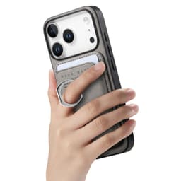 Grått PU-Lær Magnetisk Kortholder Deksel Kompatibelt med iPhone 17 Pro Max