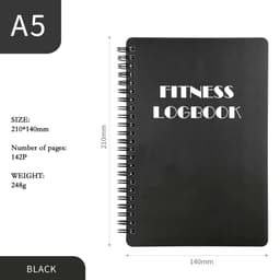 A5 Spiral Fitness Logbog - Daglig Træningsplanlægger & Træningsdagbog Sort