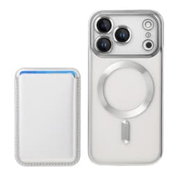 Sølv Magnetisk Dekselsett Kompatibelt med iPhone 17 Pro Max - Elektroplettert PC med Kortholder