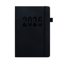 Daglig planlegger 2026 - A5 svart linjert notatbok med stropp (180 ark)
