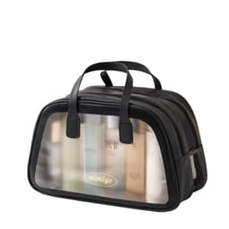 Gjennomsiktig våt og tørr separert kosmetikkpose med håndtak Sort L