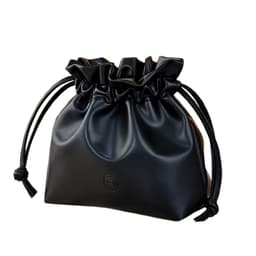 Kremhvit sminkeveske med snøring Sort