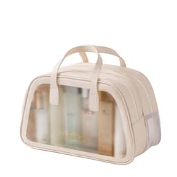Gjennomsiktig våt og tørr separert kosmetikkpose med håndtak Beige L