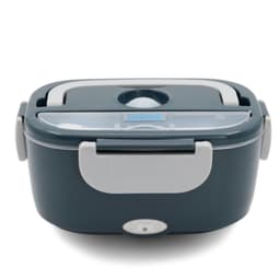 Sähköinen lounasrasia Oxford-kangaspussilla ja ruostumattomasta teräksestä valmistetulla haarukalla ja lusikalla Harmaa