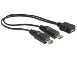 DeLock USB-jakajakaapeli, 1xMicro B na - 2xMicro B ur, 20cm, musta