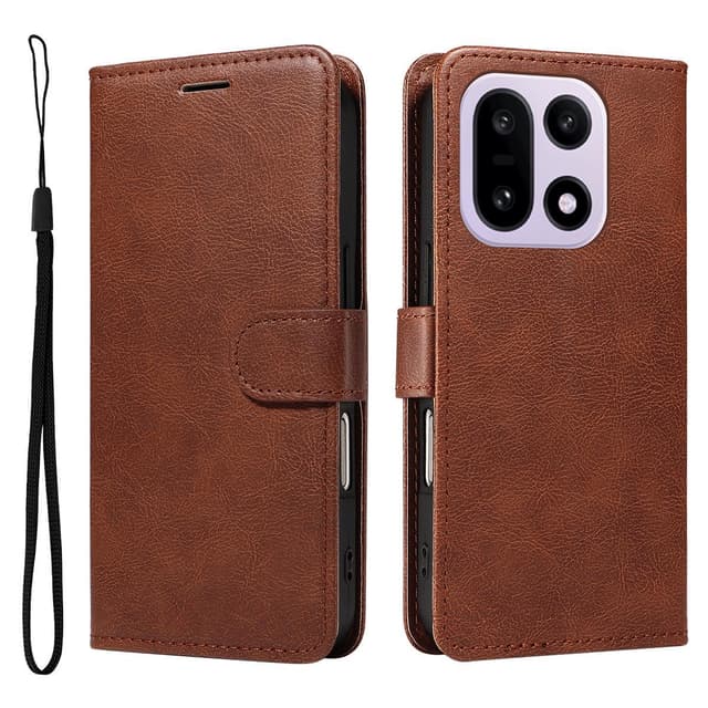 SKALO OnePlus 15 PU-læder Flip Cover - Brun