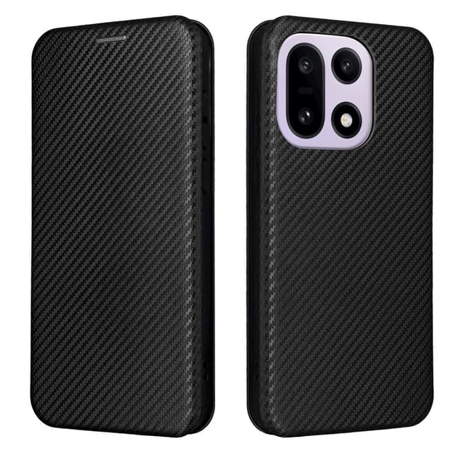 SKALO OnePlus 15 Carbon Fiber Flip Cover - Sort