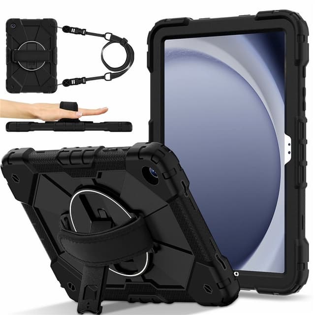 SKALO Samsung Galaxy Tab A11+ Armor 360 Håndtag Skulderrem Cover - Sort