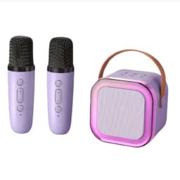 Bærbar Bluetooth Karaoke Høyttaler (Basic Edition) med Doble Mikrofoner og Høyttaler Lilla