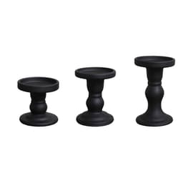 Sett med 3 Glass Lysestaker - Vintage Retro Dekorative Lysestaker for Hjemmeinnredning Sort