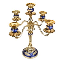 Elegant 5-hoders lysestake i sinklegering - Romantisk midtpunkt for middager i stearinlys gullblå