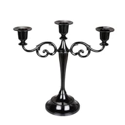 Elegant Europeisk Stil Trehodet Lysestake i Sink Legering - Vintage Romantisk Lysholder Sort