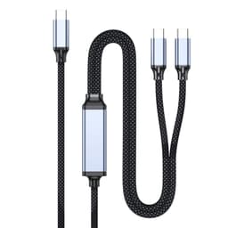 100W Dobbel USB-C Hurtigladekabel - 1.2m, Lad To Enheter Samtidig