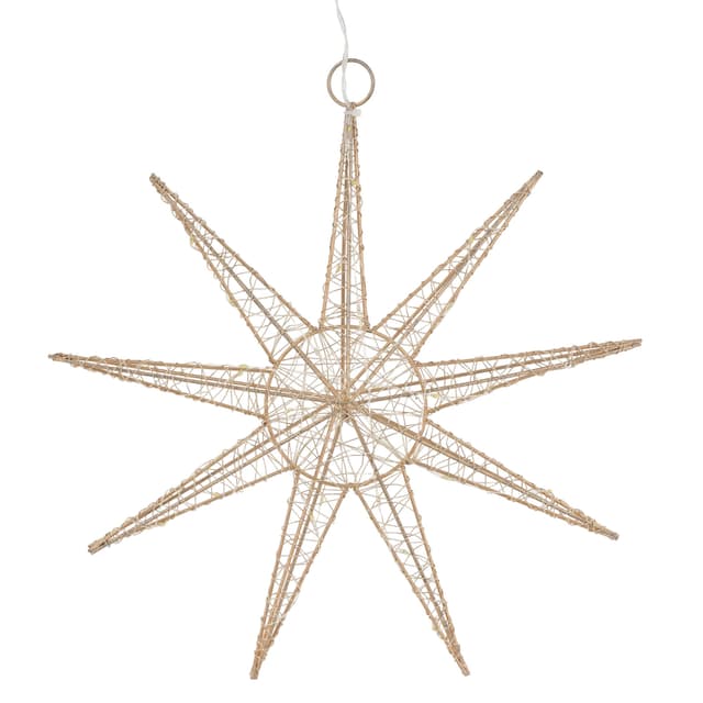 ECD Germany LED dekorativ stjerne 30 cm 30 varmhvide lys guld timer indendørs