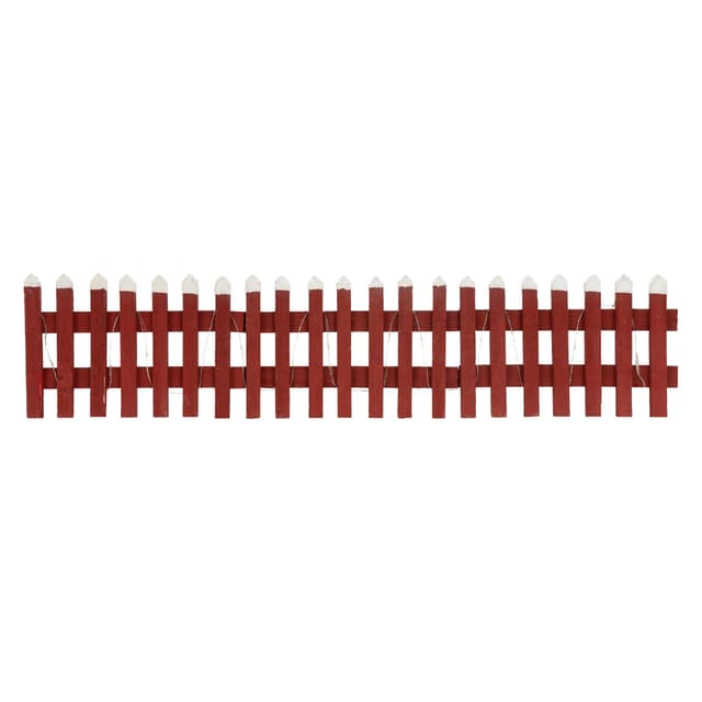 ECD Germany, Deco Fence, træ, 90 x 30 x 21 x 2 cm, rød, med LED'er og batterier