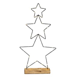 ECD Germany 3x LED dekorativ julstjärna med 40 varmvita LED-lampor på träblock