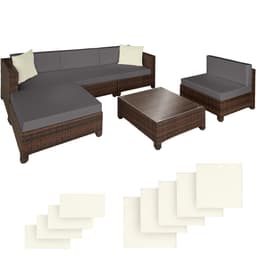 tectake Polyrattan loungesæt med aluminiumstel 64 x 72 x 64 cm Sort/Brun